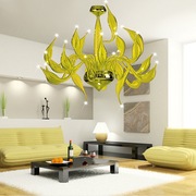 家装设计师艺术家装灯具法式轻奢现代客厅吊灯黄色玻璃天鹅灯