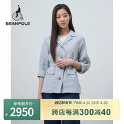 BEANPOLE滨波 2024春夏女士商务休闲薄荷绿亚麻7分袖单西