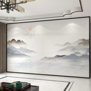 定制墙纸新中式电视背景墙壁纸唯美山水壁布客厅装饰影视墙布壁画