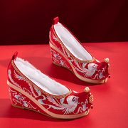 岚悦榆原创加绒秀禾婚鞋坡跟翘头中式婚礼红色新娘汉服鞋子女冬季