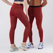 男女同款速干透气跑步紧身裤后腰拉链健身裤户外田径训练长裤