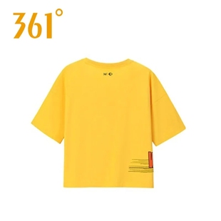 小黄人联名361运动t恤女短袖，夏季透气宽松圆领，上衣短款纯棉半袖潮