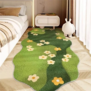 地毯床前毯苔藓卧室床边毯长条仿羊绒绿色，花园沙发茶几垫防滑地垫
