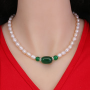 天然淡水珍珠项链玛瑙，吊坠时尚锁骨，链送妈妈婆婆母亲节生日礼物女