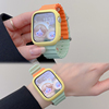 junmi双色海洋硅胶款适用于苹果手表，iwatchs9拼色表带，applewatch8765432se代休闲运动男女款保护壳软透气