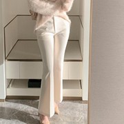 韩国直邮reine秋冬高品质线条感修身中腰微喇西裤女长裤