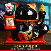高档日本招财猫摆件 大号黑色招财猫开业陶瓷储蓄罐创意礼物