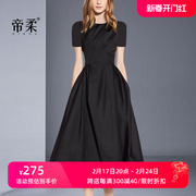 赫本风连衣裙2023夏季名媛气质高贵礼服，小黑裙中长裙修身显瘦