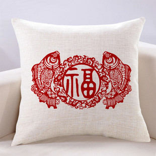 中式抱枕靠垫红色福字客厅沙发靠背枕喜庆卧室靠枕大号枕头套