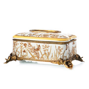 欧式家居装饰纸巾盒创意陶瓷配铜客厅奢华抽纸盒装饰品摆件