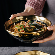 北欧创意金边陶瓷碗面碗，家用大号个性拉面，碗大碗汤碗饭碗沙拉碗