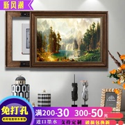 电表箱装饰画可推拉液压上翻美式欧式遮挡配电箱总开关弱电箱挂画