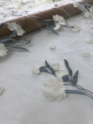 网纱绣花布料白底透肉，花朵清新自然新中式，上衣连衣裙蕾丝面料