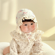 0-12个月婴儿帽子春秋，薄款宝宝宫廷帽，田园公主纯棉新生儿小月龄