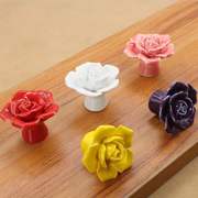 玫瑰花陶瓷拉手橱柜衣柜手捏卡通欧式现代简约彩色把手