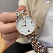 女生韩版ins潮流气质士手表，钢带镶钻时尚圆形石英国产腕表