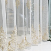 圣奇尼欧美白色绣花窗纱唯美阳台飘窗纱帘蕾丝纱白纱垂感装饰高端