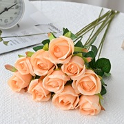 仿真花玫瑰客厅装饰仿真花插花摆设绢花，单支塑料假花花束摆件
