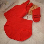 本命年红女大童内衣裤套装，纯棉9-12岁女童红色，秋冬儿童高腰内裤女