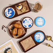 日式实木质托盘下午茶点心，碟甜品盘子餐盘咖啡，托盘早餐盘创意餐具