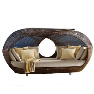 户外藤编沙发休闲室外鸟巢型欧式沙发露台大型躺床圆床仿藤沙发