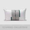 新中式现代奢华样板房抱枕民，宿主卧沙发靠垫灰绿色，玛瑙串装饰腰枕