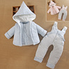 6个月3男宝宝秋冬装女加厚棉服，袄0一1岁婴儿，衣服背带裤三件套装季