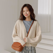 时尚起义韩国甜美优雅宽松披肩式开襟针织衫外套jo23032206