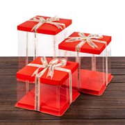 红色蛋糕盒子4寸6寸8寸10寸12寸14寸16寸盒透明双高定制LOGO