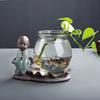 水培玻璃花瓶透明器皿养绿萝禅意摆件水养，植物创意小花盆客厅插花