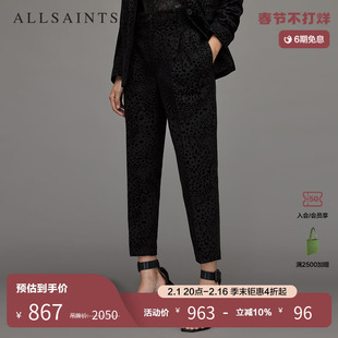 allsaints女士黑色，中腰小西裤职业，直筒长裤wt052x