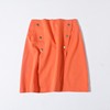 e11-3夏季女装断码清新浅橙色高腰通勤双排扣大码短裙半身裙