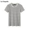 拉夏贝尔/La Chapelle圆领条纹短袖T恤女夏季简约打底衫上衣