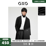 gxg奥莱22年男装黑色，斜纹精致长大衣，外套斯文有型舒适冬季