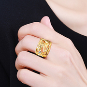 七天售后最型黄金戒指男款，霸气钛钢镀金龙戒指高街男复古戒指