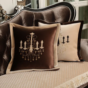 美式沙发靠垫抱枕客厅，奢华别墅丝绒欧式北欧绣花含芯床上大靠