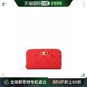 香港直邮ferragamo菲拉格，慕女士长款钱包，红色绗缝舒适日常百搭