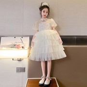 中大童夏季泡泡短袖蛋糕公主裙子超洋气网红小女孩六一表演服裙子