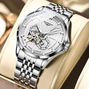 冠琴男防水品牌钢带夜光表，全自动瑞士镂空机械手表时尚国产腕表