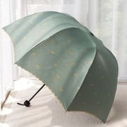 深拱形防晒防紫外线蘑菇，公主雨伞黑胶遮阳折叠晴雨，两用女太阳伞