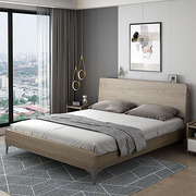 实木床1.5米双人经济型北欧现代简约1.8m出租房简易单人床1.2床架