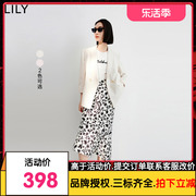 lily2023夏女装(夏女装)舒适凉感时尚，纯色通勤款修身款九分袖西装外套