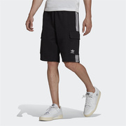 adidas阿迪达斯三叶草运动裤男子，夏季居家运动休闲针织短裤hb9542