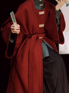新中式轻国风红色毛呢，外套秋冬季女装，圣诞新年战袍中长款呢子大衣