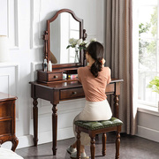 美式化妆凳梳妆台凳子美甲凳欧式实木现代简约卧室白色公主凳方凳