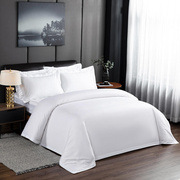 民宿床上用品纯棉贡缎宾馆四件套白色五星级酒店床品套件