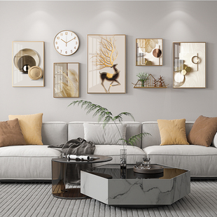 现代轻奢客厅装饰画沙发背景墙挂画简约大气创意壁画高档北欧组合