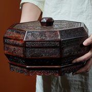 老挝大红酸枝水果盘红木龙凤果盒客厅，实木干果盒新古典(新古典)结婚瓜子盘