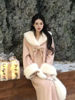 雪国精灵冬季韩版甜美保暖秋冬粉色外套+直筒，半裙可爱淑女套装