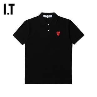 IT CDG PLAY COMME des GARCONS川久保玲男装短袖POLO衫爱心缝饰